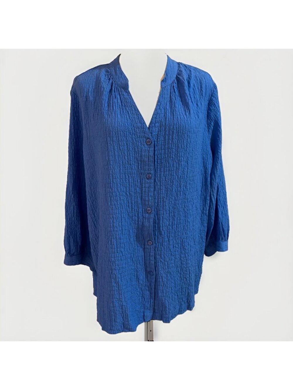 White Stag Women's Blue Gauze Button Front Tunic Shirt Size XXL Blue Coastal
